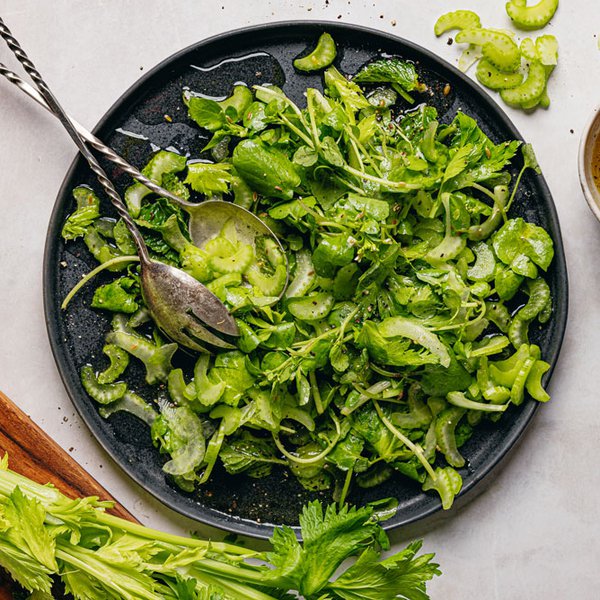 Chopped celery salad with apple-mint dressing