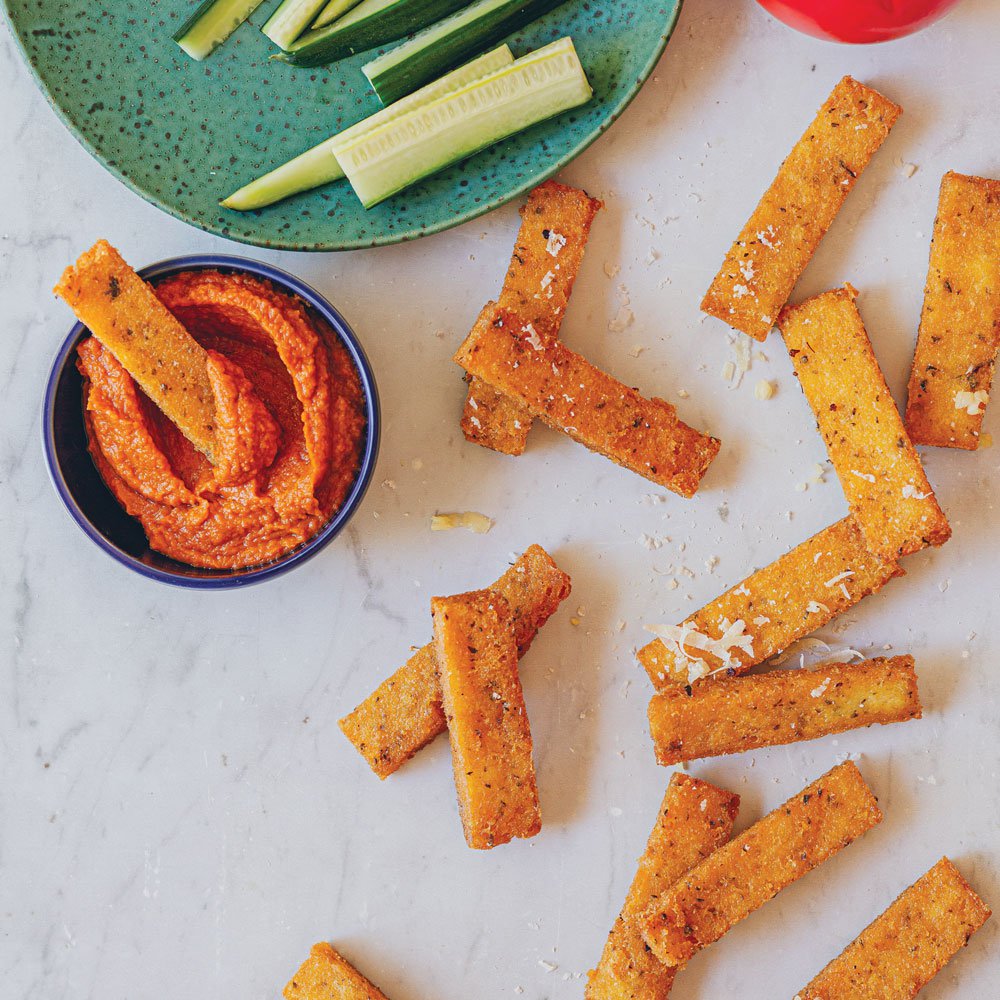 أصابع دقيق الذرة المقرمشة مع الكاتشب النباتي