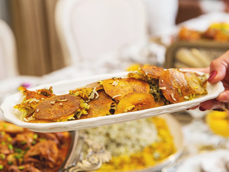 Crispy potato tahdig