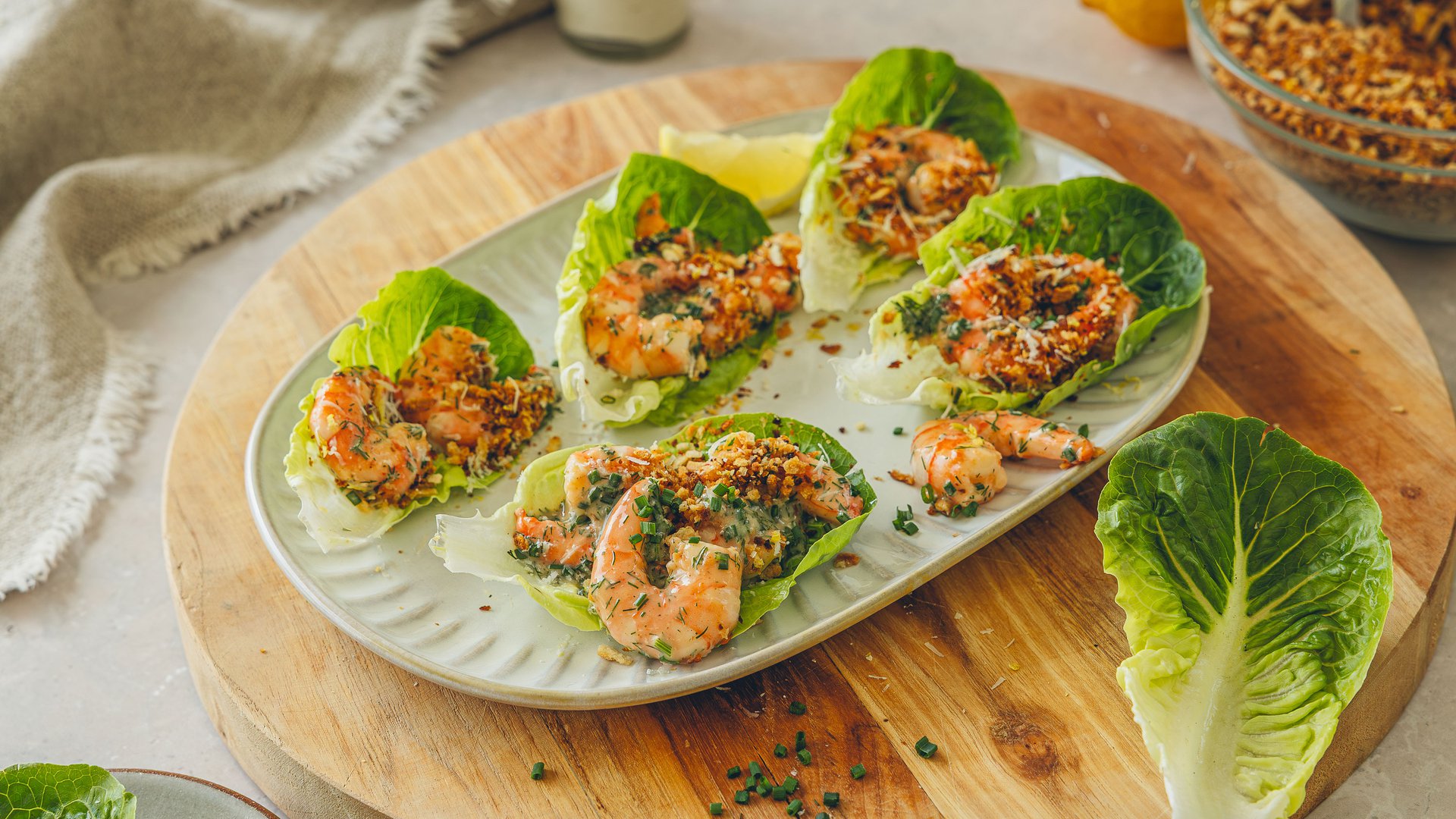 Prawn Caesar lettuce cups