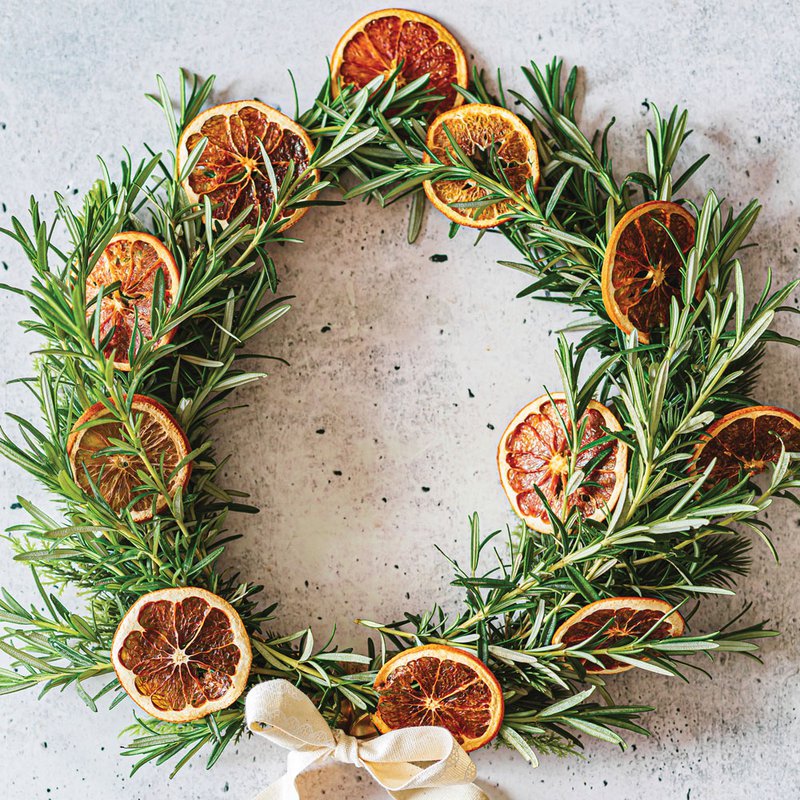 Dried orange and rosemary napkin wreath 