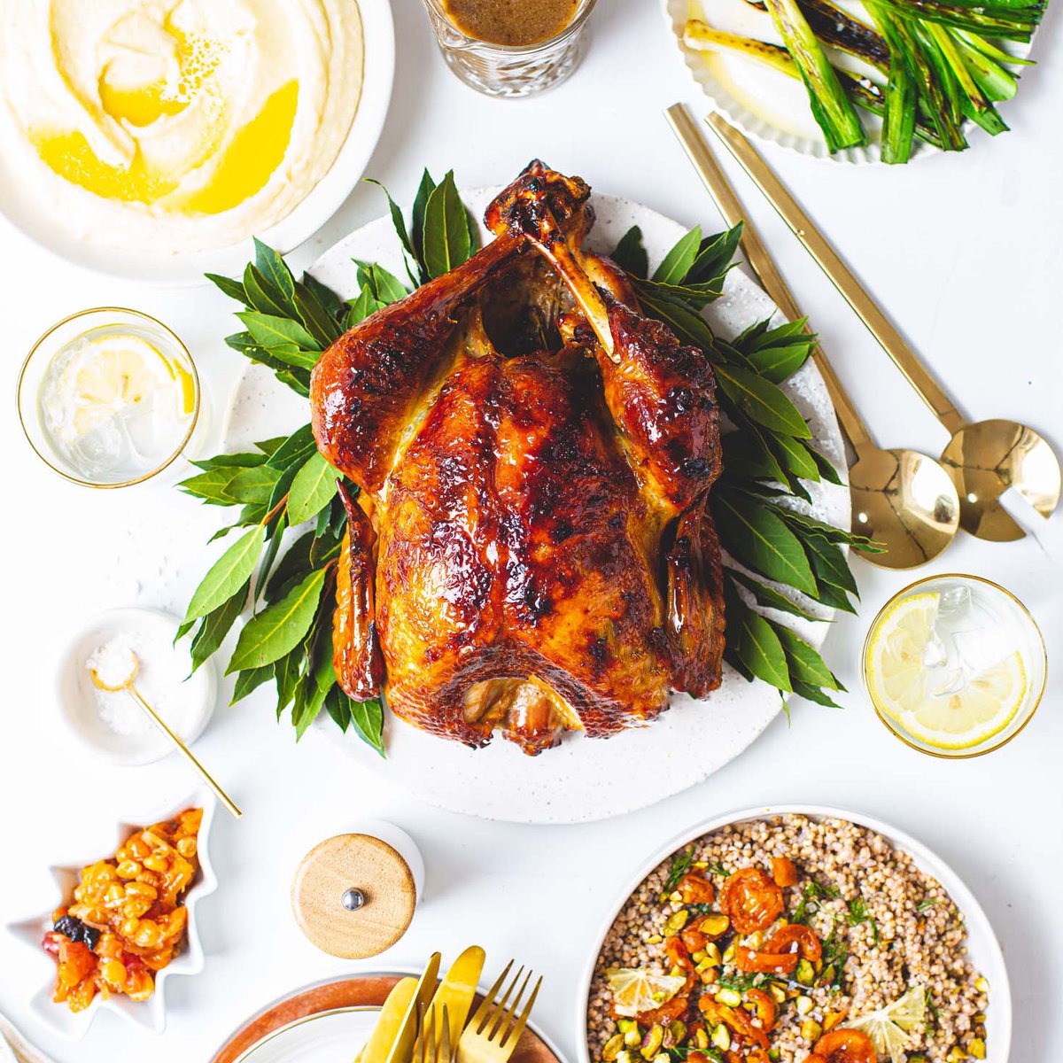 Dry-brined and glazed roast turkey