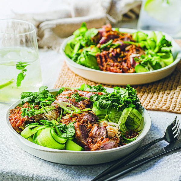 Duck and cucumber salad with chilli-ginger dressing
