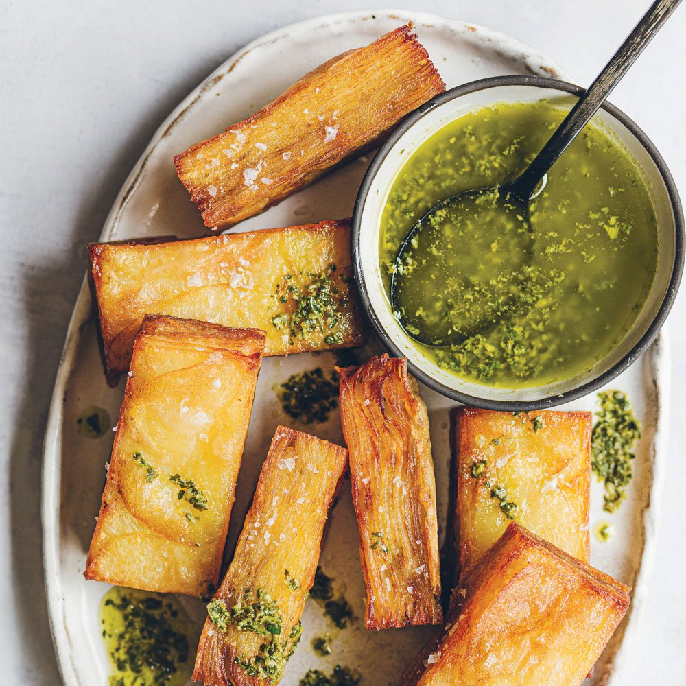 Fried Anna potatoes with salsa verde recipe Spinneys UAE