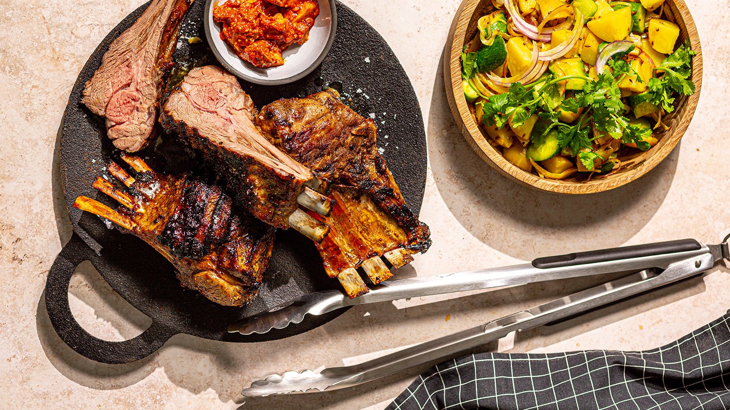 Glazed bone-in shoulder rack with aloo ko achar