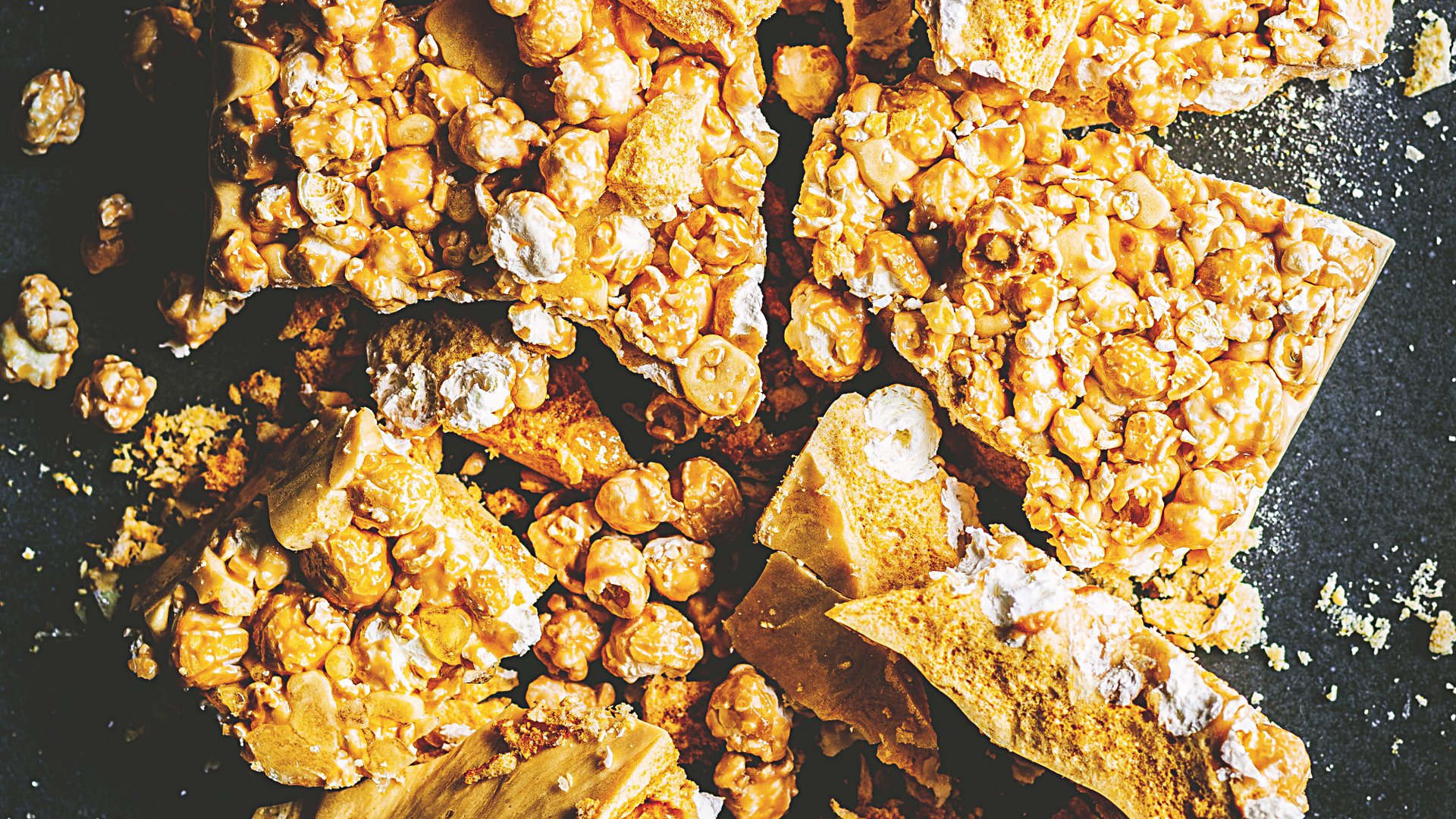 Golden syrup popcorn honeycomb shards
