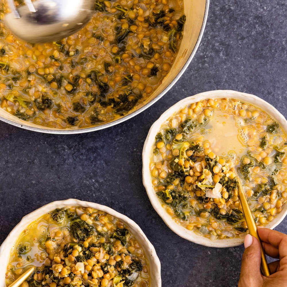 Zahra Abdalla's green lentil soup with kale