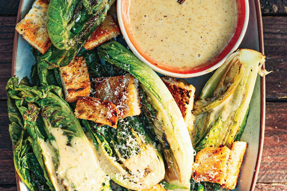 Grilled Caesar salad with charred anchovy dressing recipe Spinneys UAE