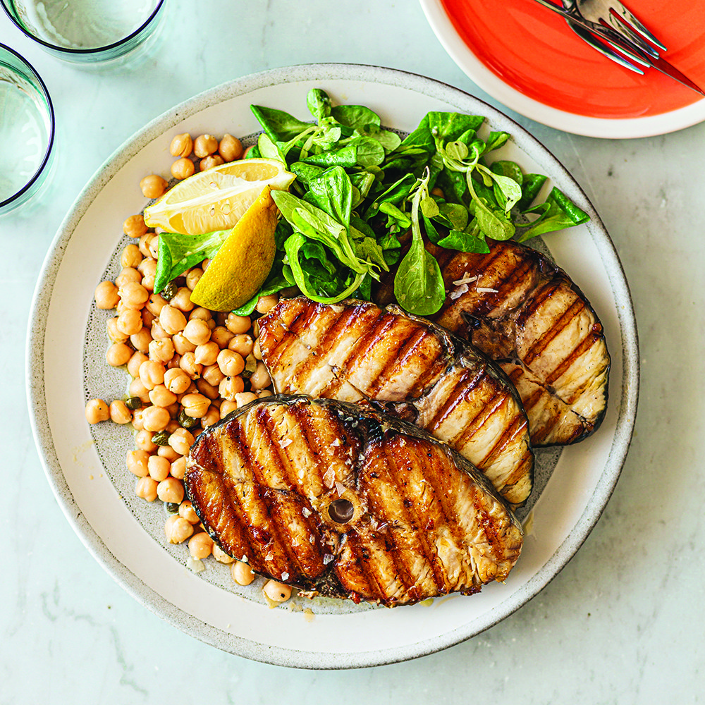 Grilled kingfish with lemoncaper vinaigrette recipe Spinneys UAE