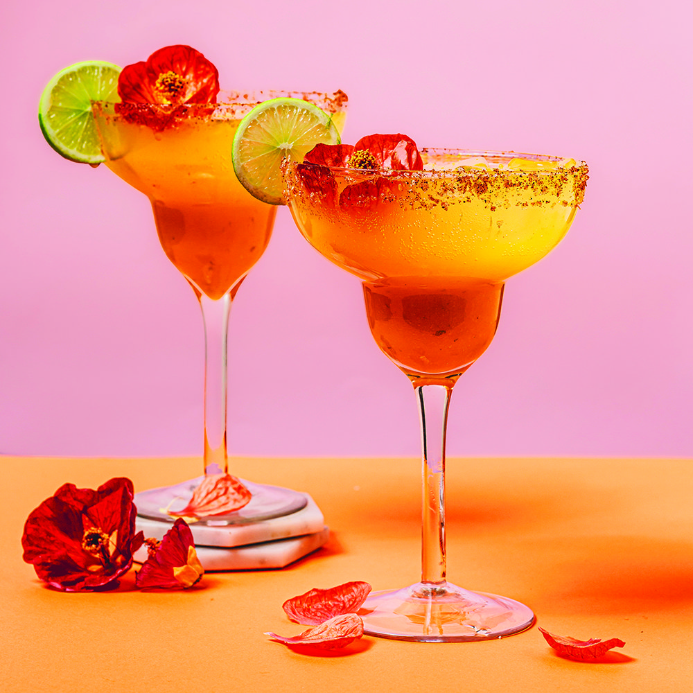 Grilled peach margarita