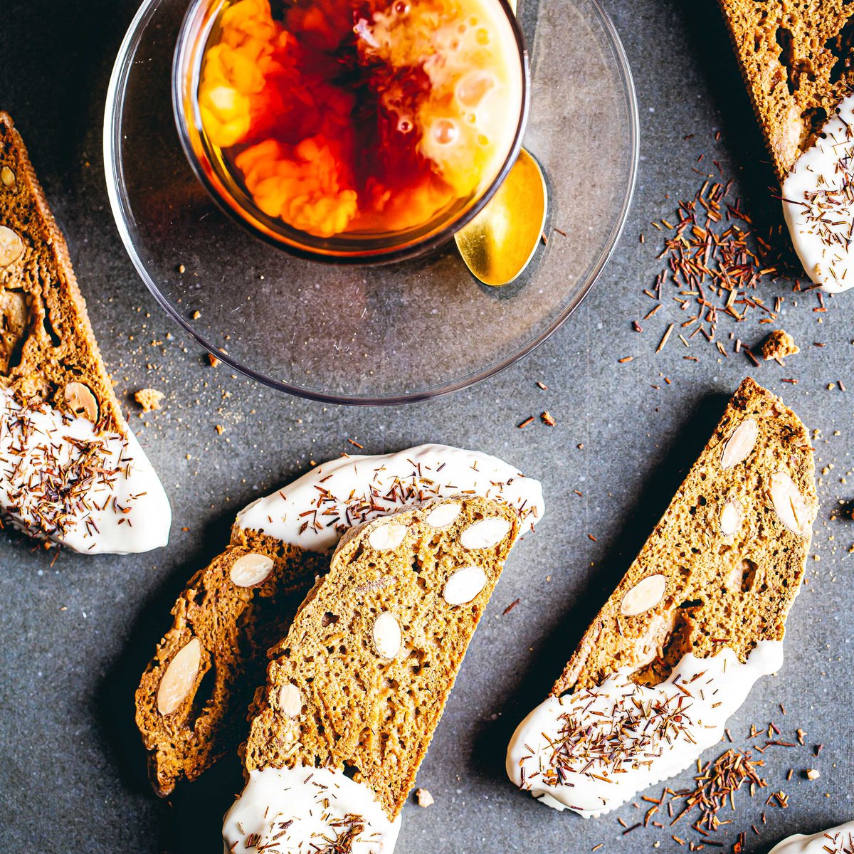 Rooibos, orange and white chocolate biscotti