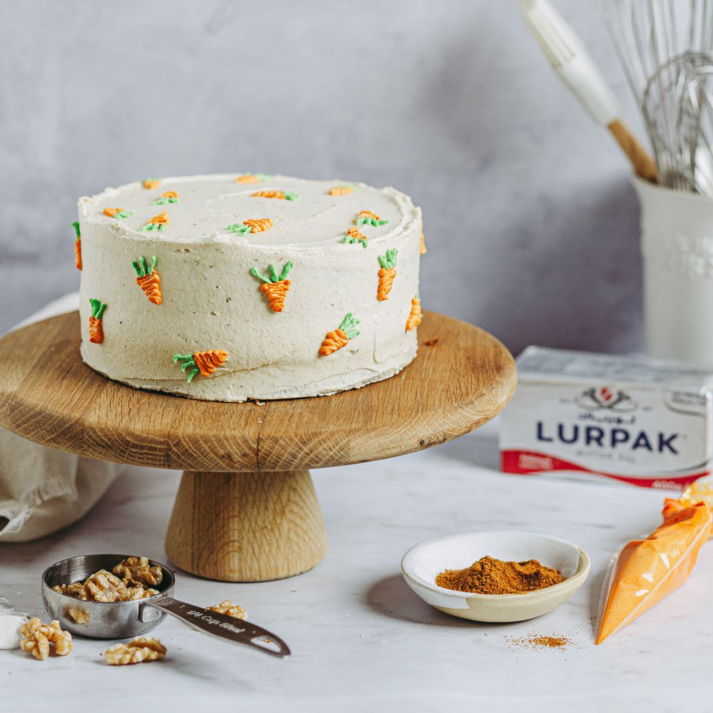 Hawaij-spiced carrot cake with halva buttercream