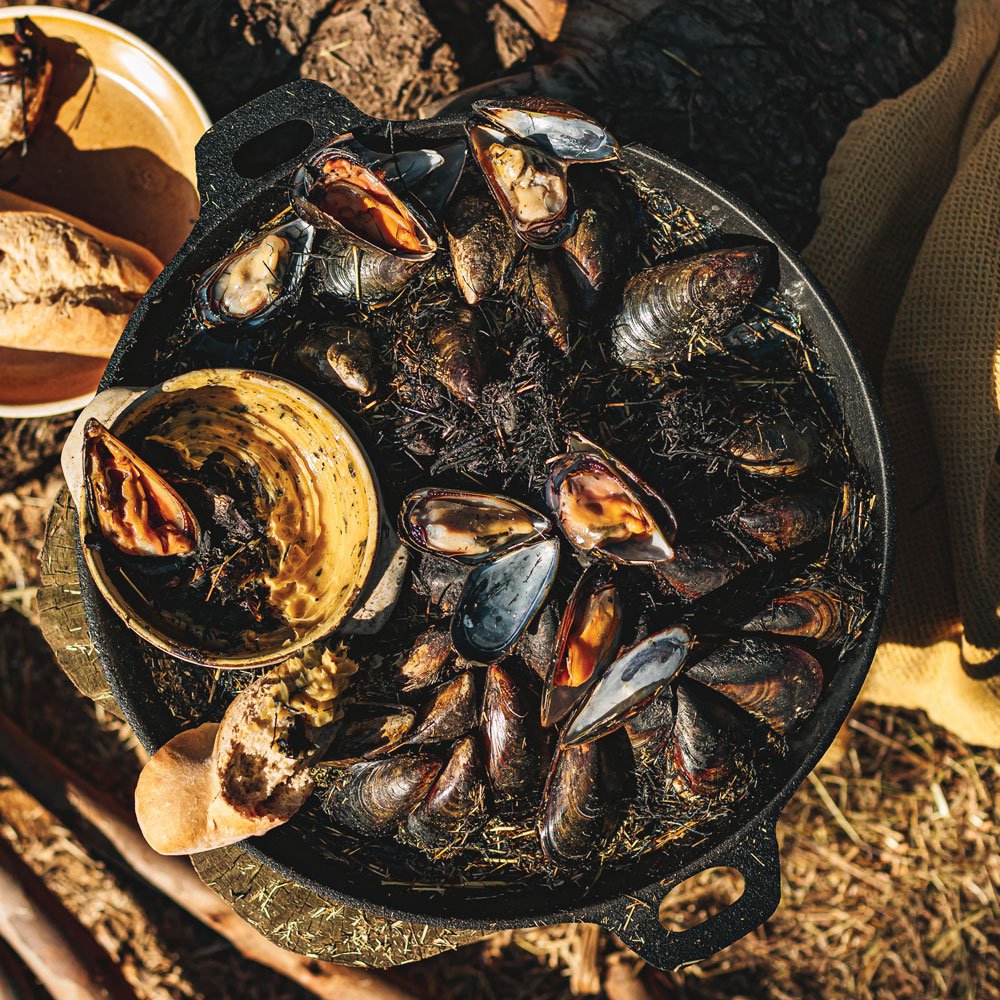 Haygrilled mussels with honey and ash butter recipe Spinneys UAE