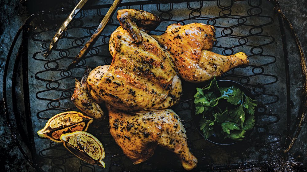 Herby Florentine chicken under a brick