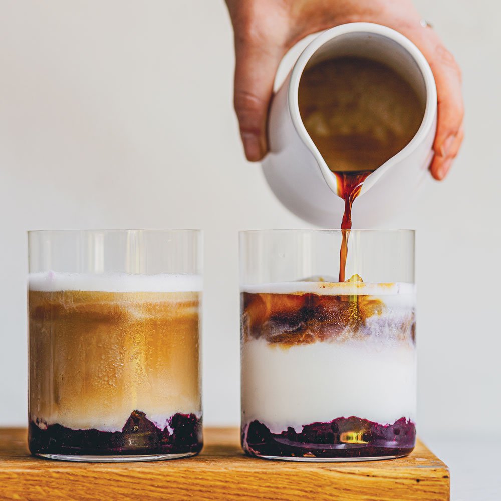 Iced vanilla blueberry latte