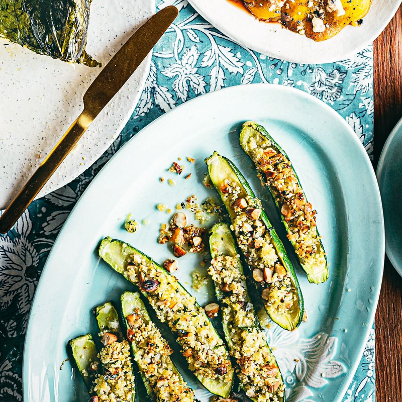 Almond and lemon stuffed courgettes