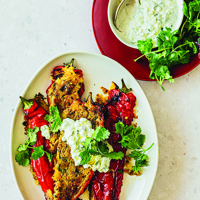 Tandoori sweet palermo peppers stuffed with spicy potatoes