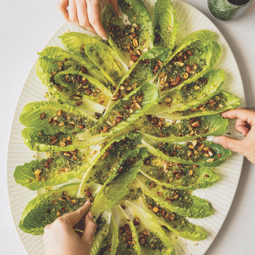 Crunchita salad cups with lemon, honey and almond dressing