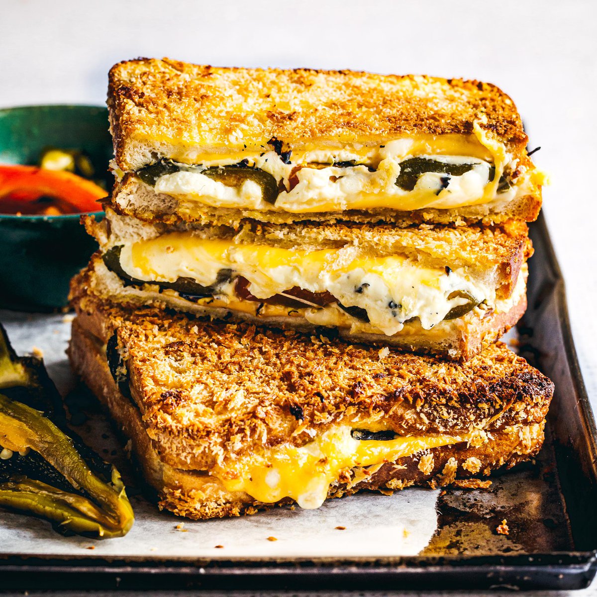 Jalapeño popper grilled cheese sandwiches