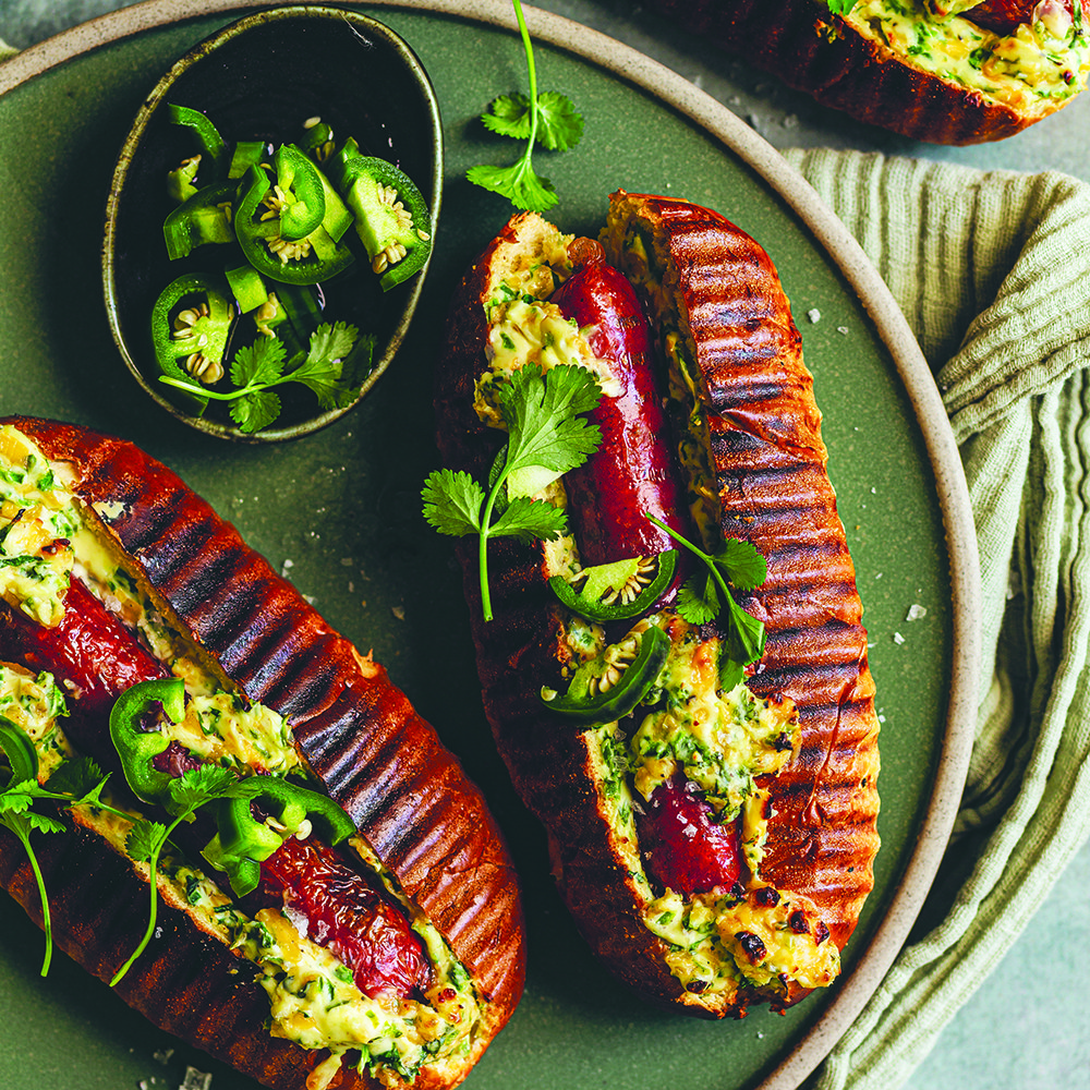 Jalapeño popper-style hot dogs
