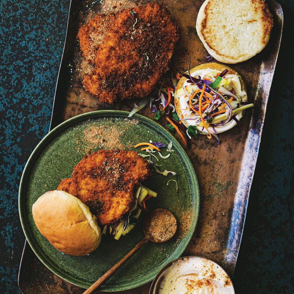 Jerk chicken burgers with pineapple slaw recipe Spinneys UAE