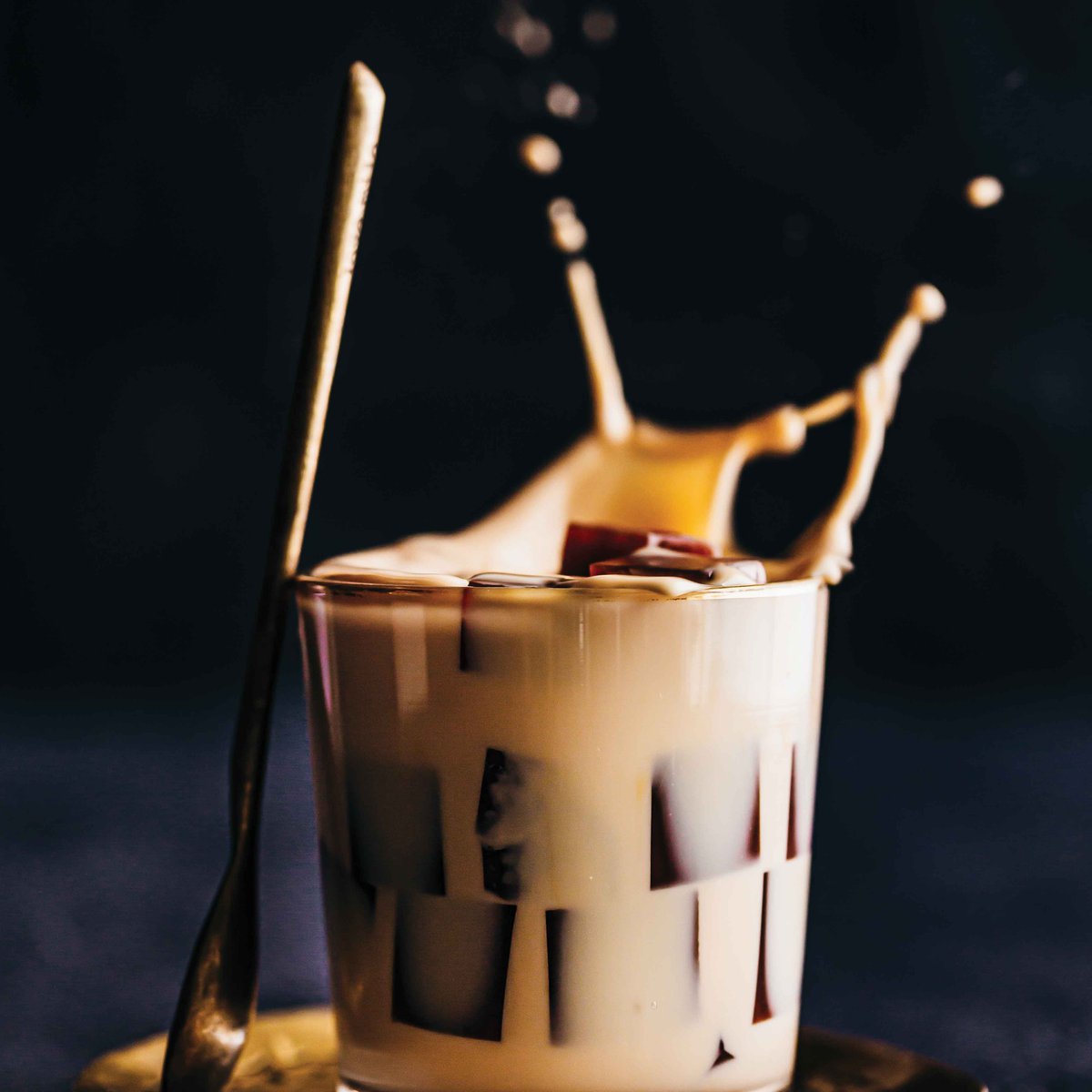 Karak with tea jelly cubes