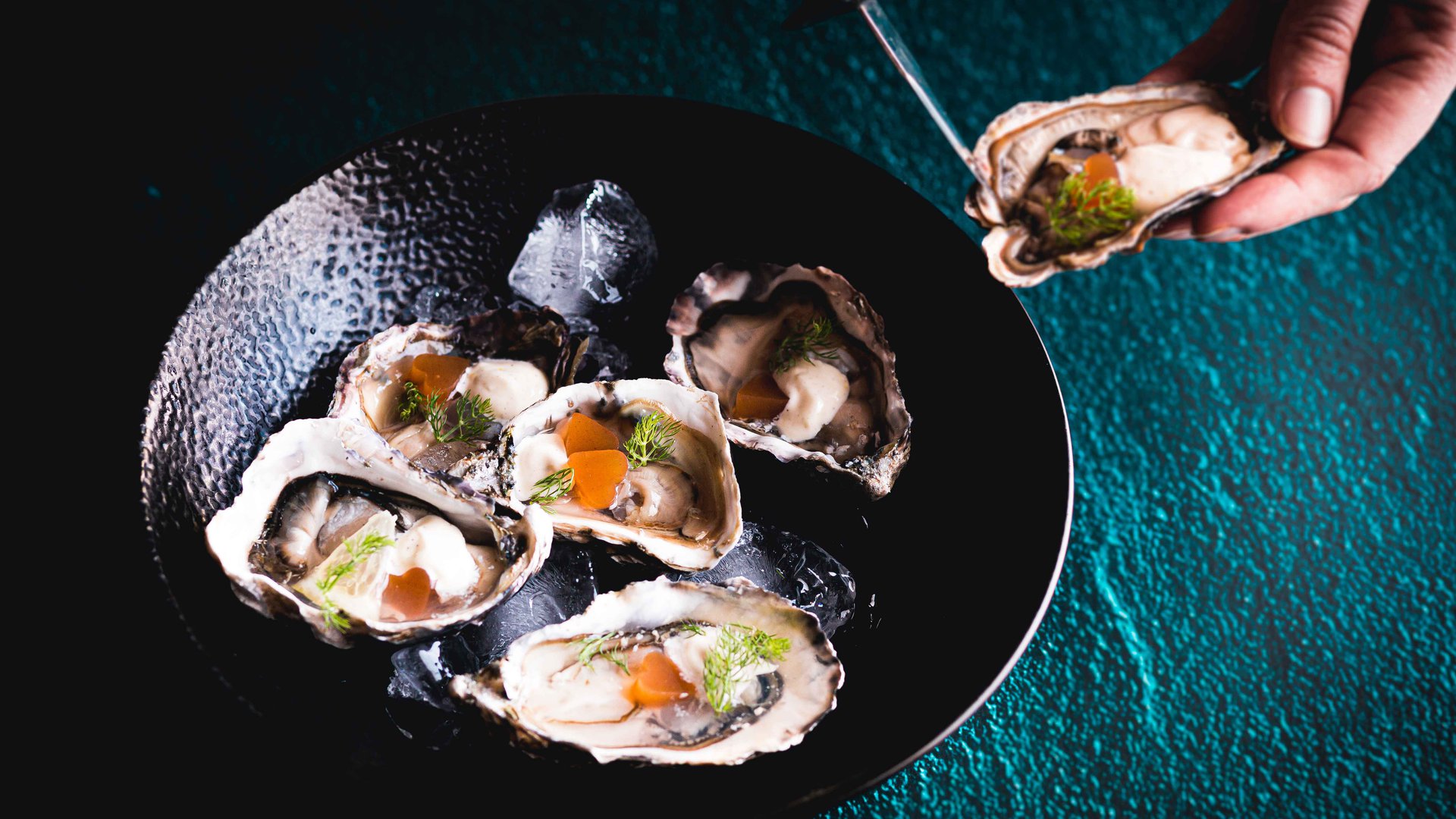 Lemon black pepper aioli oysters with tabasco jelly recipe