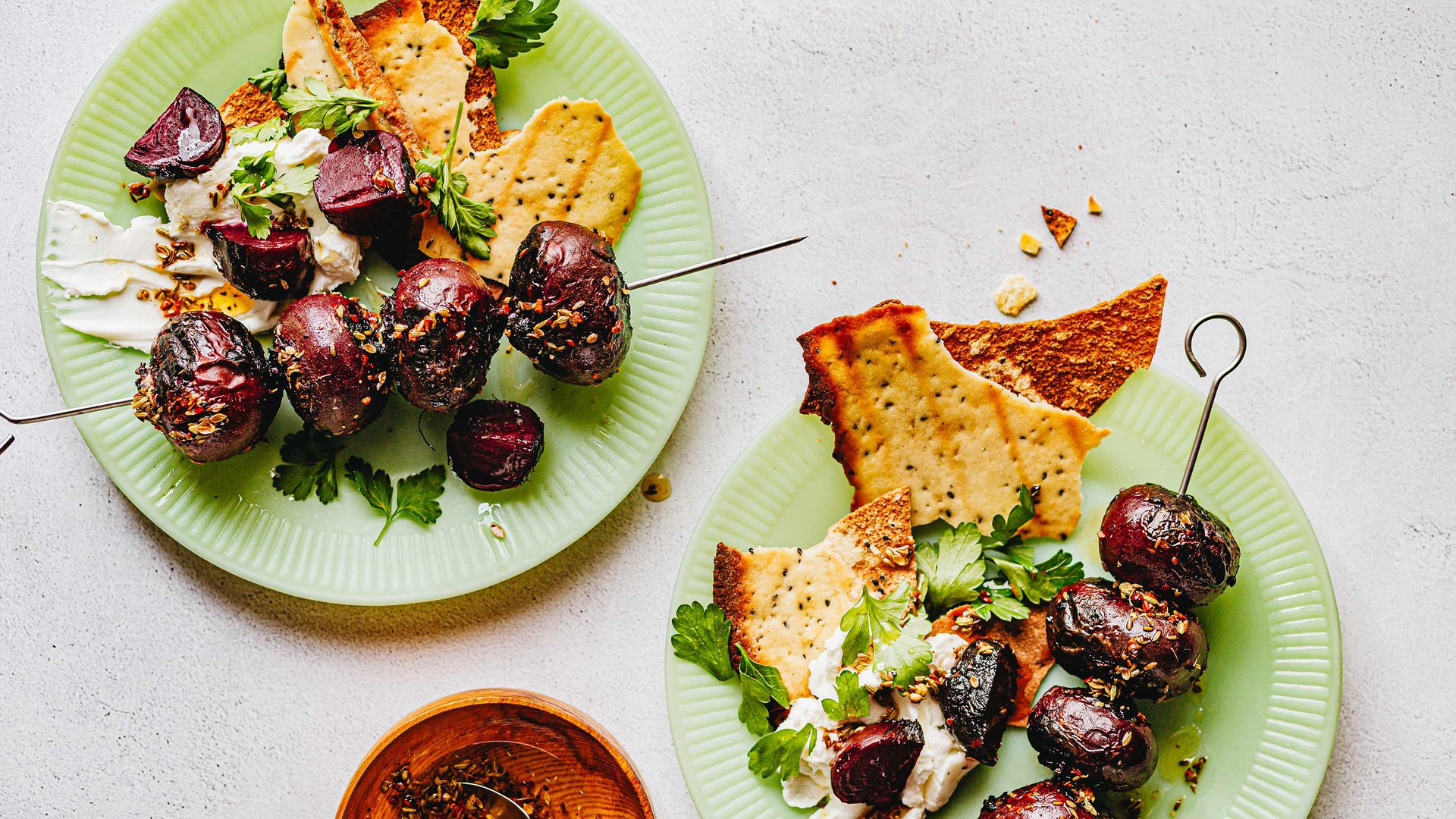 Lebanesespiced beetroot kebabs with sour cream and crispy lavash recipe