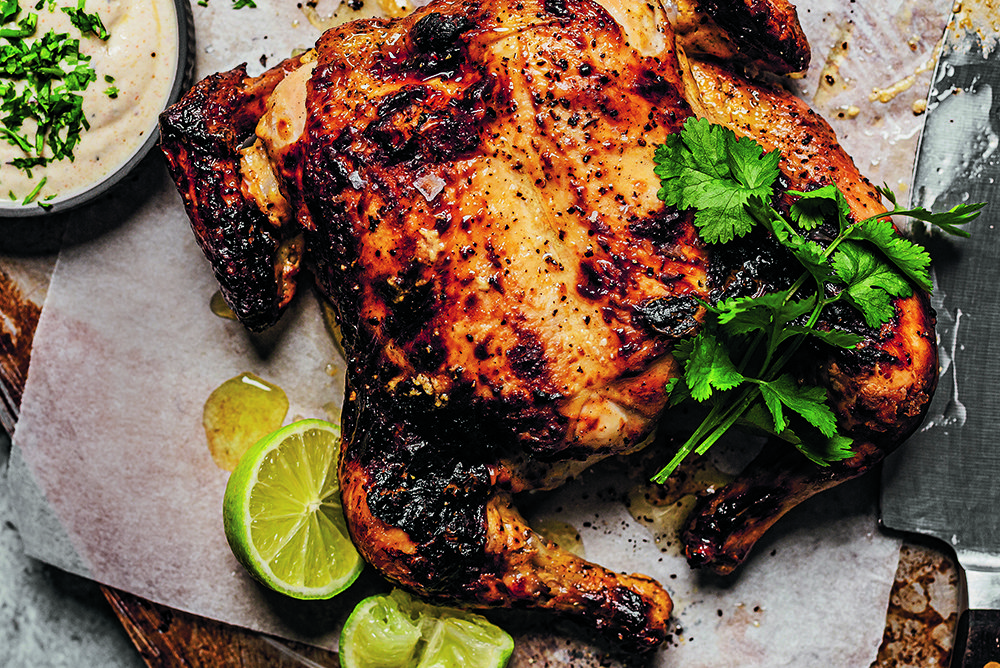 Lime and coriander yoghurt marinated spatchcock chicken recipe