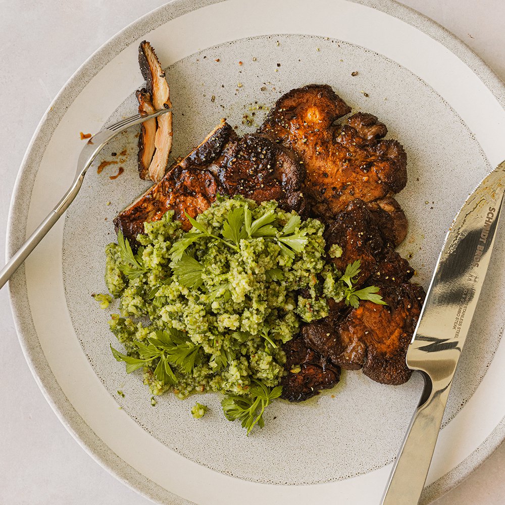 Lion’s mane mushroom steaks with Spanish Picada sauce recipe - Spinneys UAE