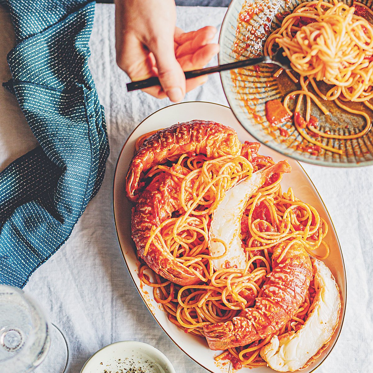 Lobster spaghetti with arrabbiata sauce