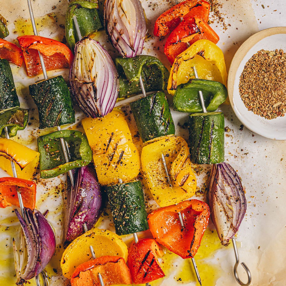 Masala spiced vegetable skewers