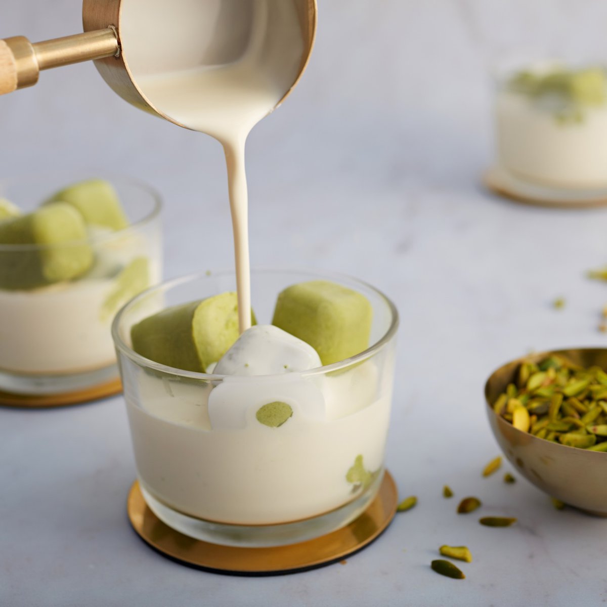 Matcha and pistachio iced latte recipe