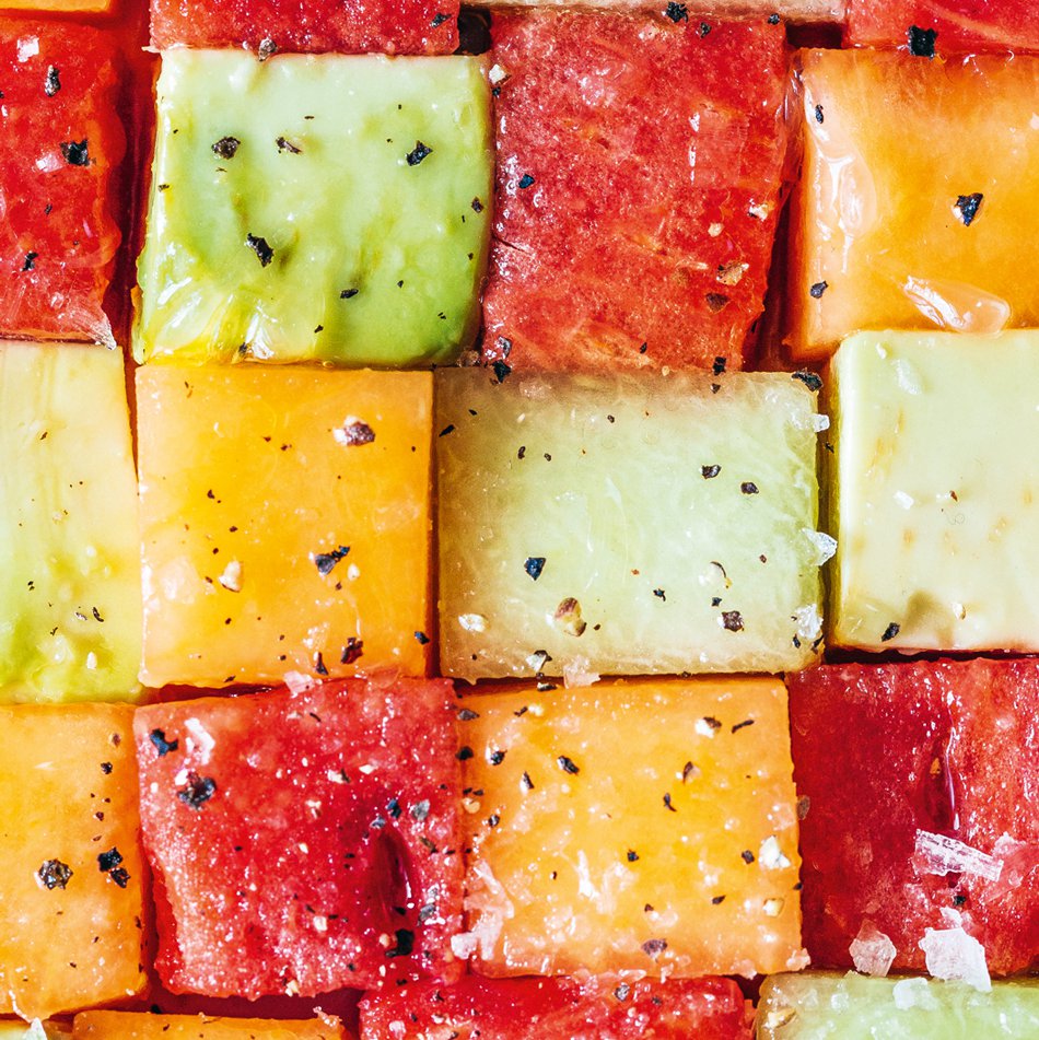 Avocado and melon puzzle salad