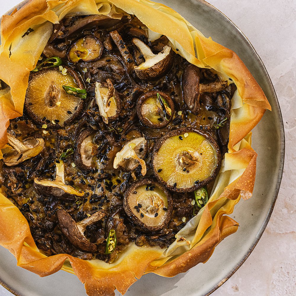 تارت عجينة الفيلو بالميسو والفطر