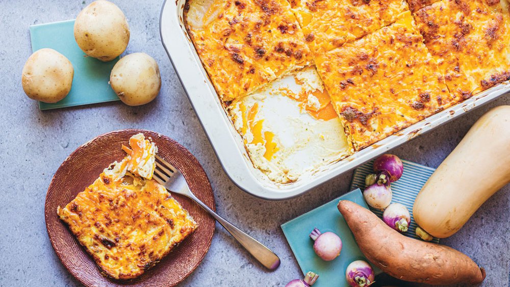 Mixed root vegetable gratin