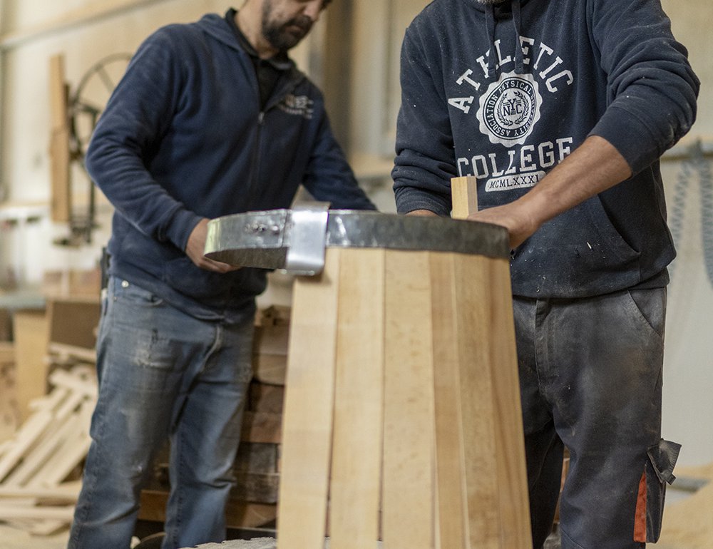 John and George Tsimpos handcraft each barrel