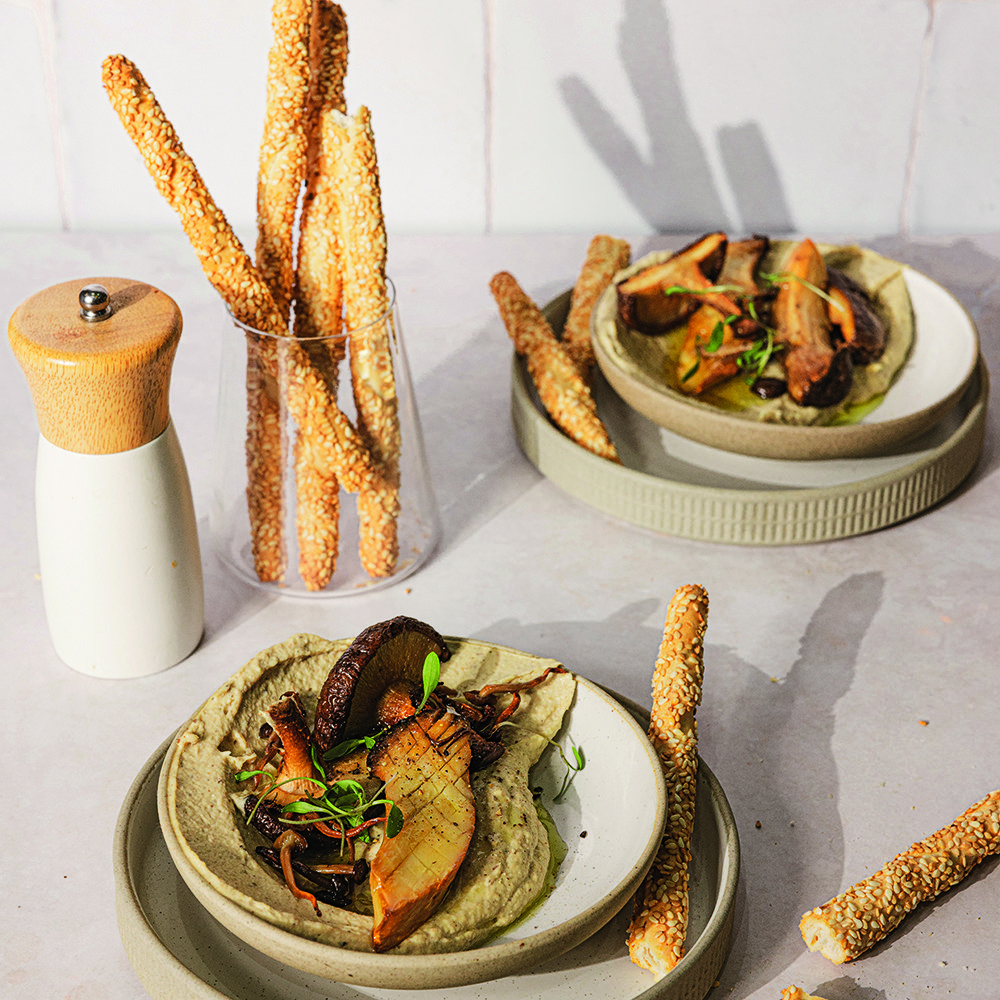 حمّص بالفطر المشوي