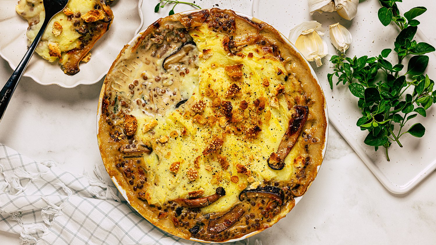 فطيرة الراعي بالفطر