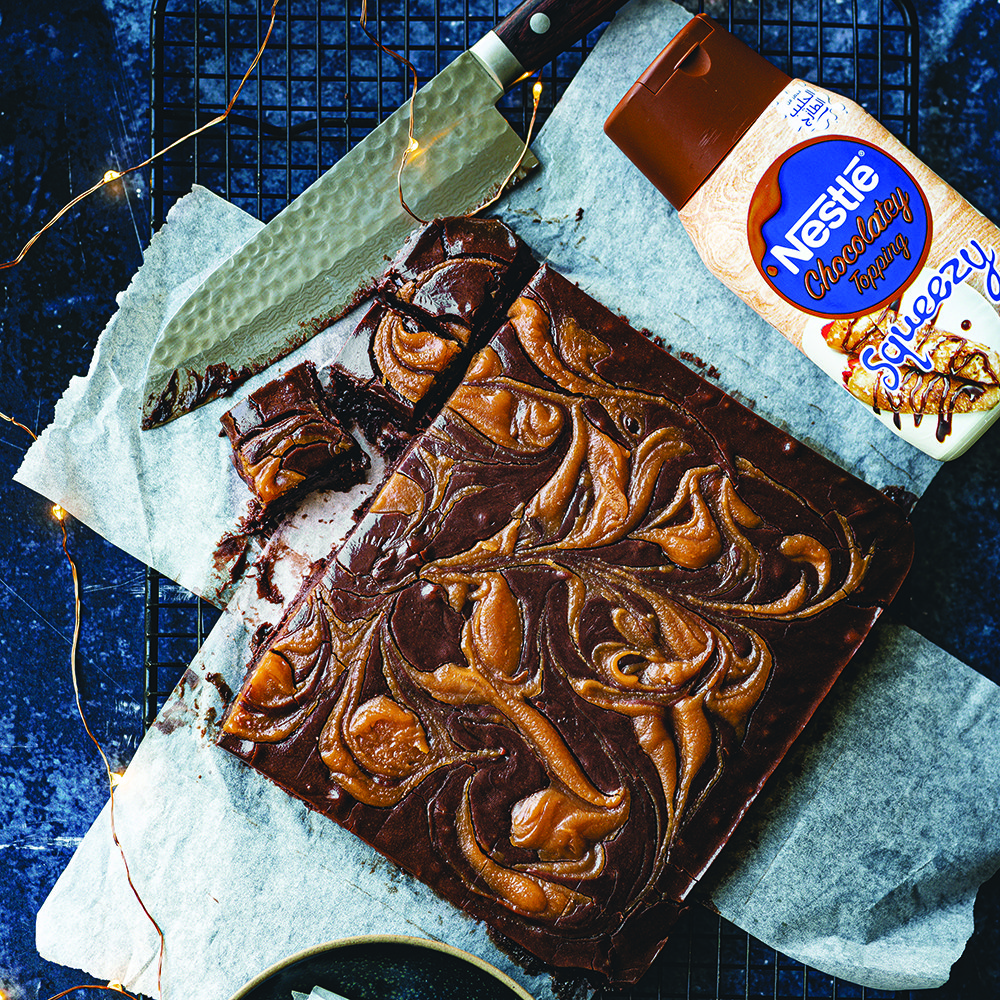 Nestlé® chocolate and peanut butter swirl fudge
