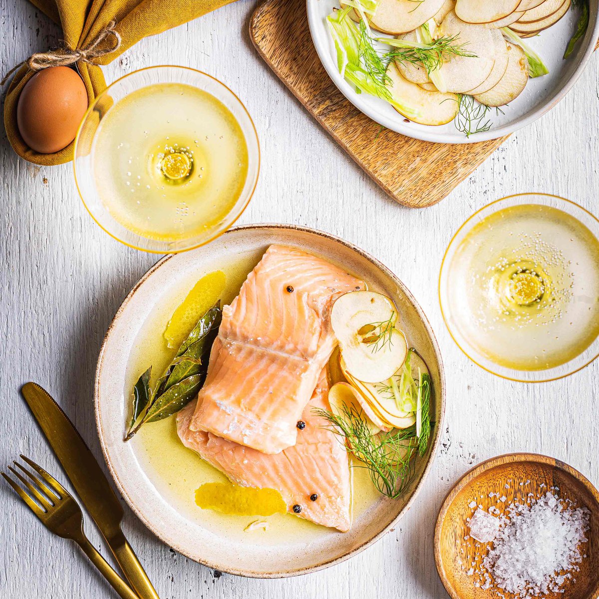 Olive oil confit salmon with fennel apple slaw recipe Spinneys UAE