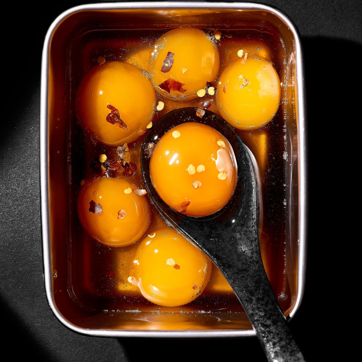 Hot honey cured egg yolks