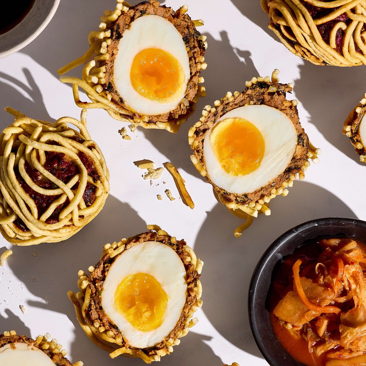 Crunchy ramen noodle Scotch eggs
