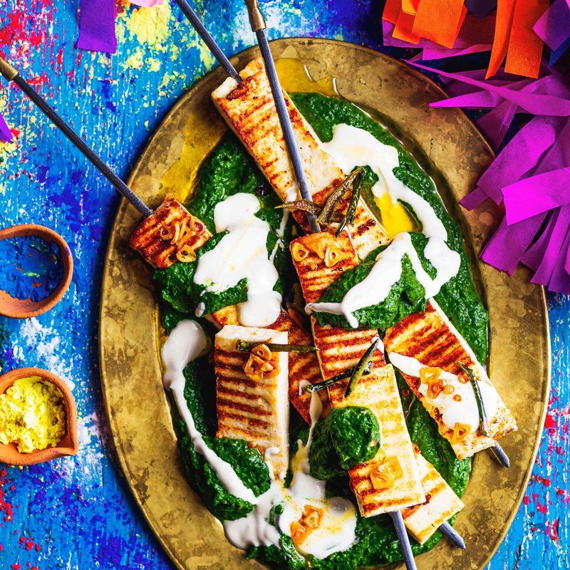 Palak paneer skewers