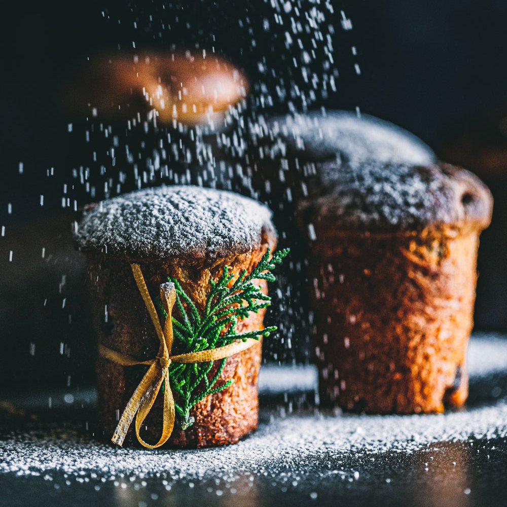 Mini orange, cinnamon and clove panettones