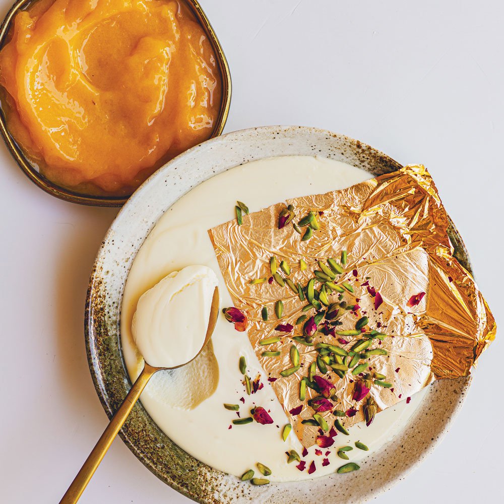 Persian saffron-cardamom baked yoghurt