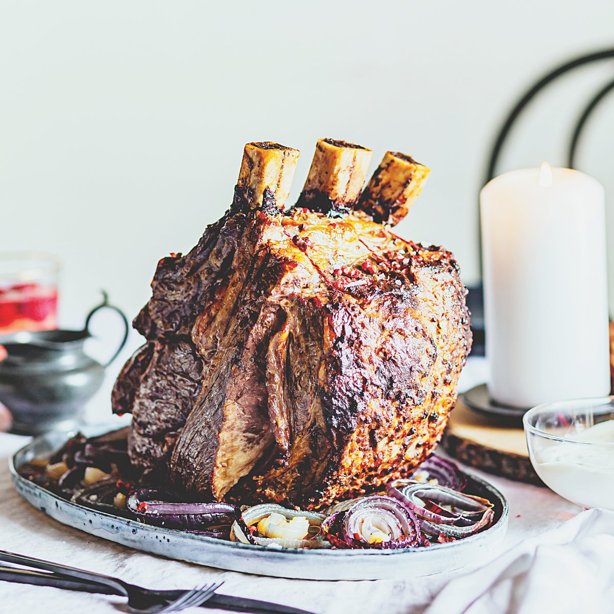 Pink peppercorn roast beef with horseradish sauce recipe