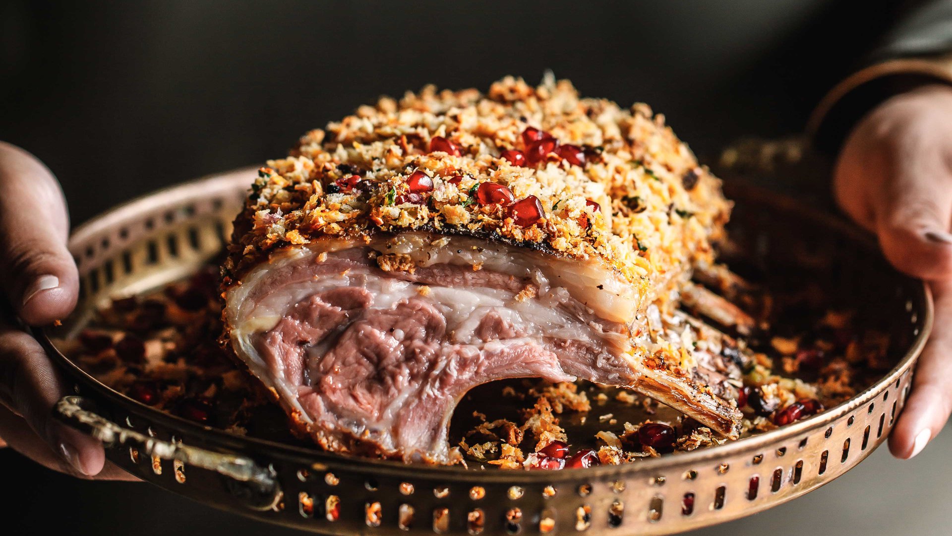 Pistachio-crusted rack of lamb