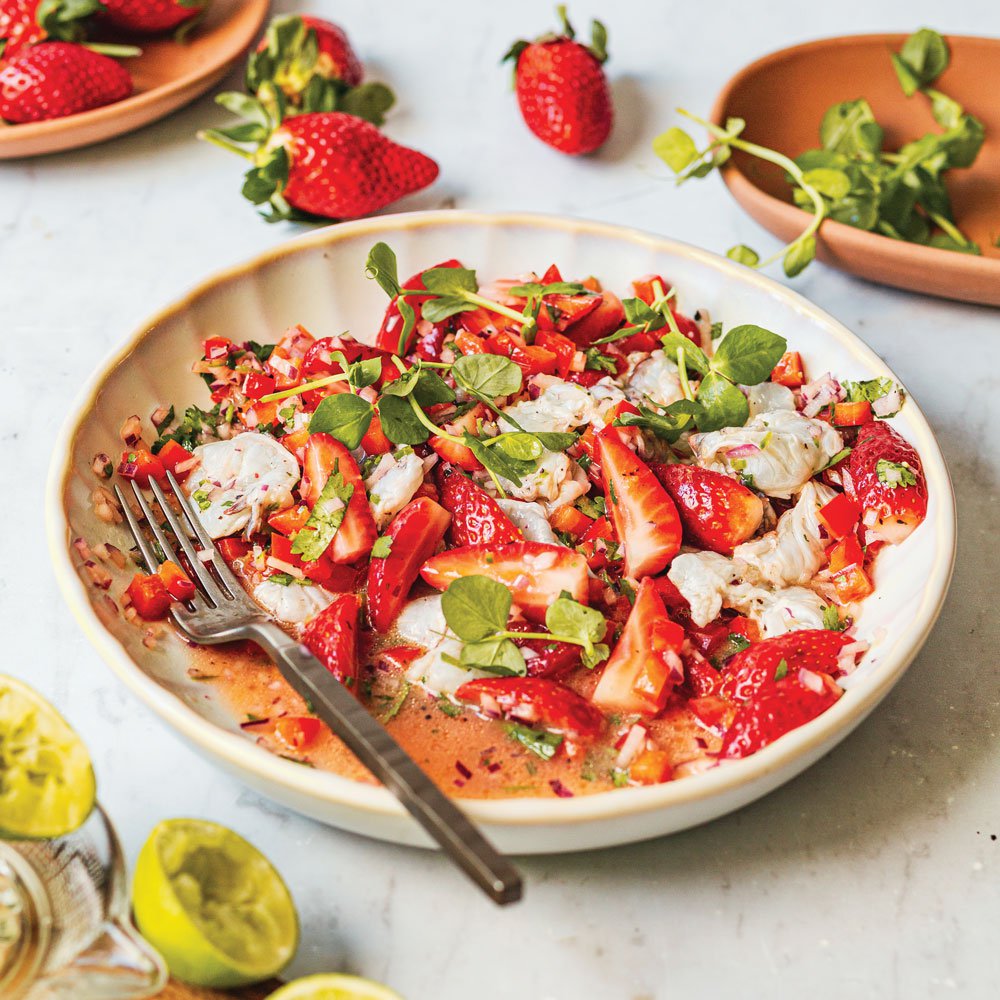 Prawn and strawberry ceviche