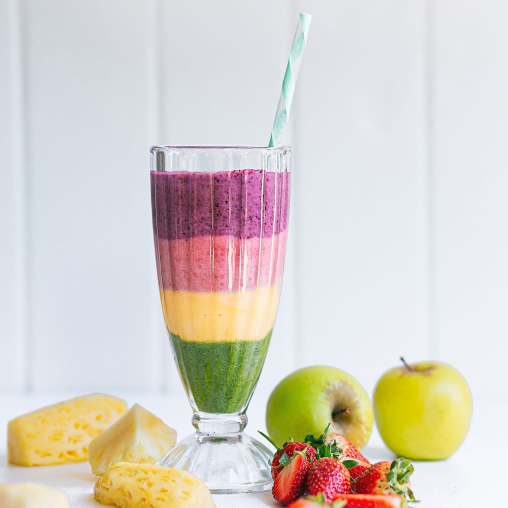 Rainbow layered smoothie